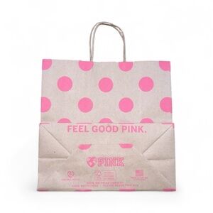 PINK brown & pink polka dot gift bag